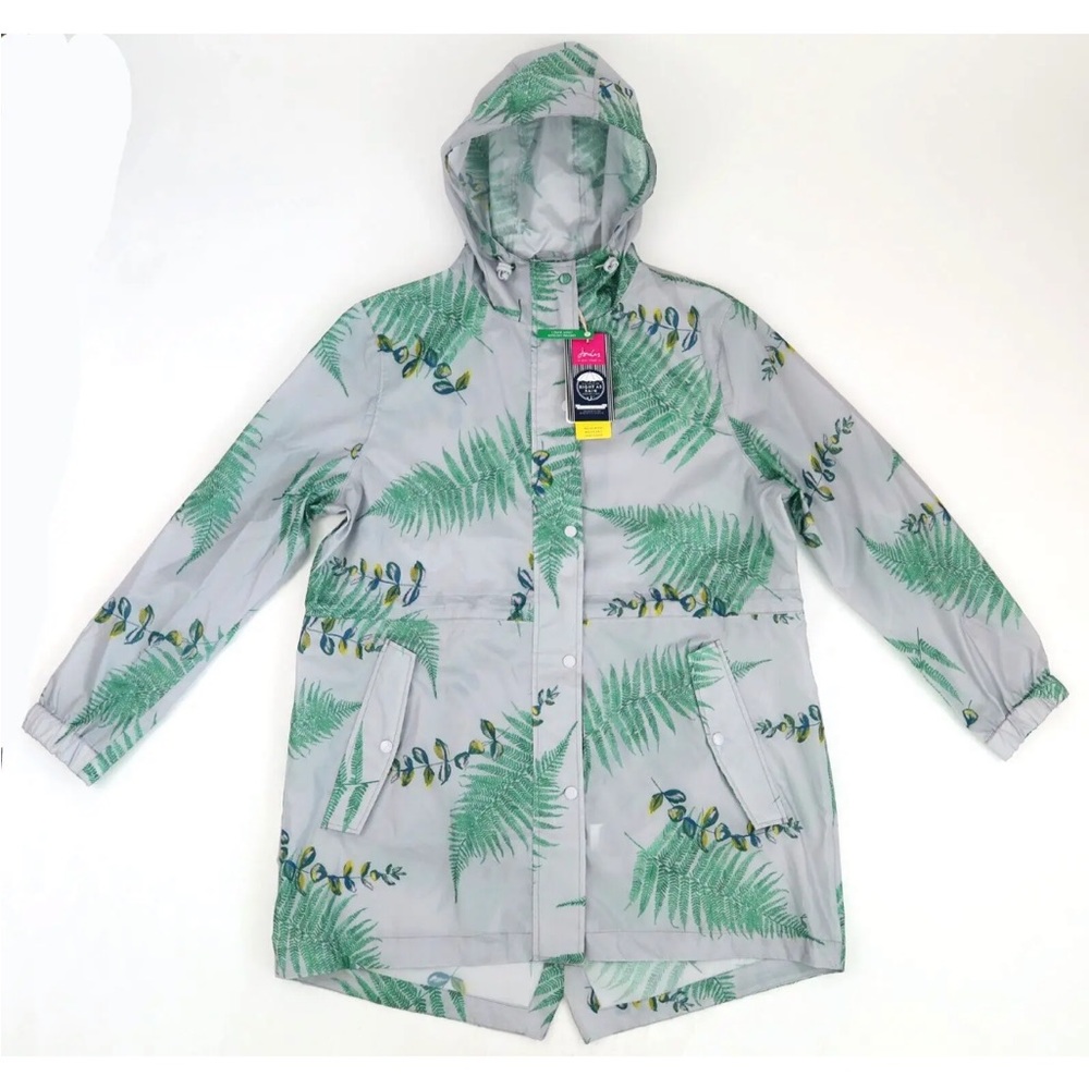 Joules Golignty Rain Jacket - Size 10, Gray Fern, Waterproof